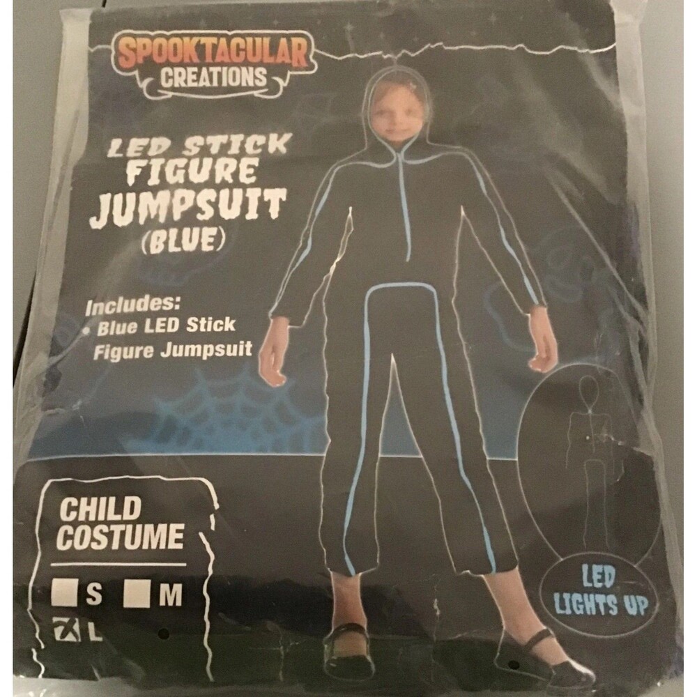 LED STICK FIGURE (BLUE) Costume CHILD LARGE Halloween Spooktacular NIP